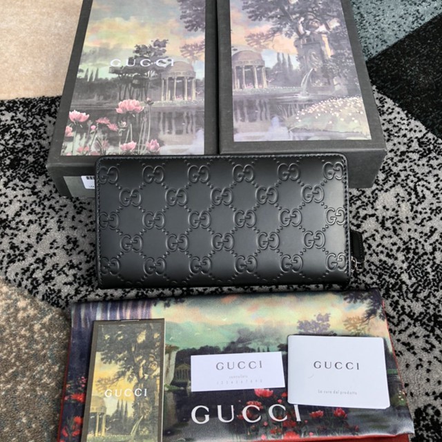 Gucci經典款錢夾錢包 307987 古馳男士經典拉鏈皮夾 牛皮壓花GG標誌 Gucci男士長錢包  gqy3733